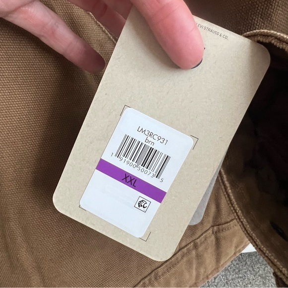 LEVI STRAUSS & CO. Brown Canvas Workwear Chore Jacket Corduroy Collar Zip Front - Picture 12 of 13